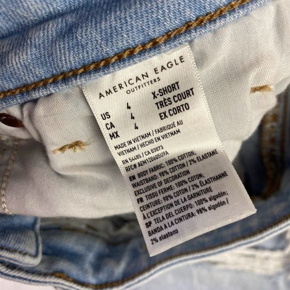 American Eagle Comfort Stretch Hi-Rise Ripped Distressed Mom Jeans Sz. 4 X-SHORT - Picture 5 of 9